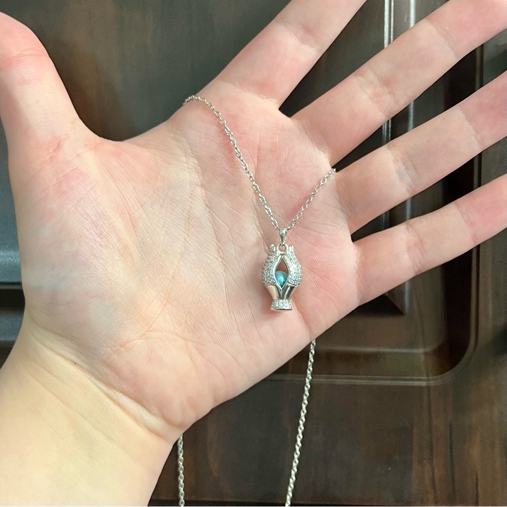 Sterling Silver Pendant With Blue Freshwater Pearl